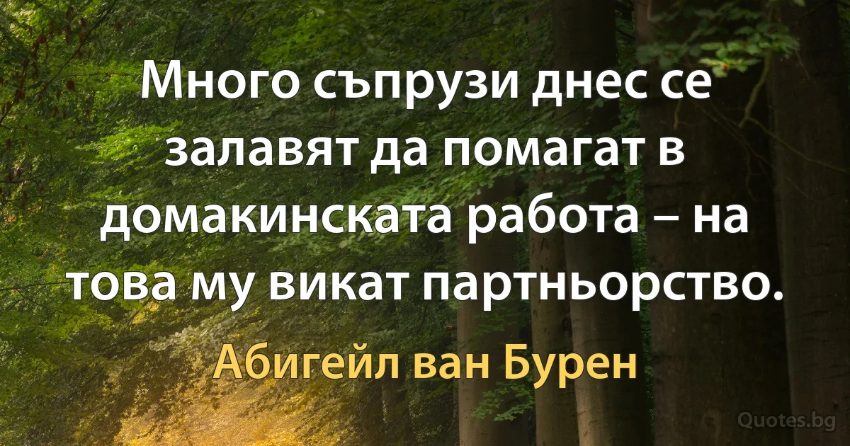 Много съпрузи днес се залавят да помагат в домакинската работа – на това му викат партньорство. (Абигейл ван Бурен)