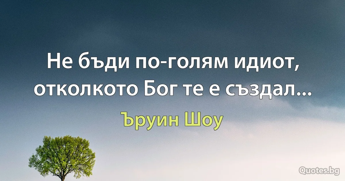 Не бъди по-голям идиот, отколкото Бог те е създал... (Ъруин Шоу)