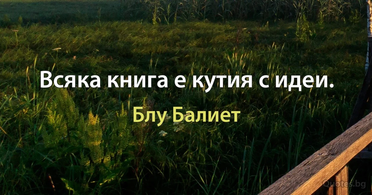 Всяка книга е кутия с идеи. (Блу Балиет)