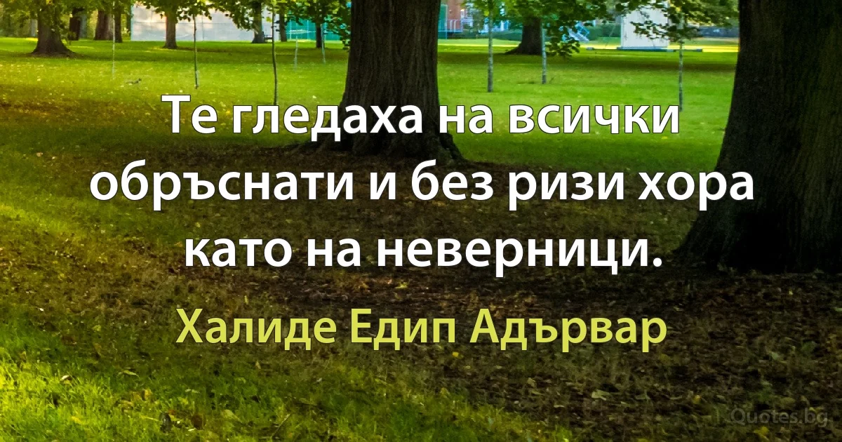 Те гледаха на всички обръснати и без ризи хора като на неверници. (Халиде Едип Адървар)