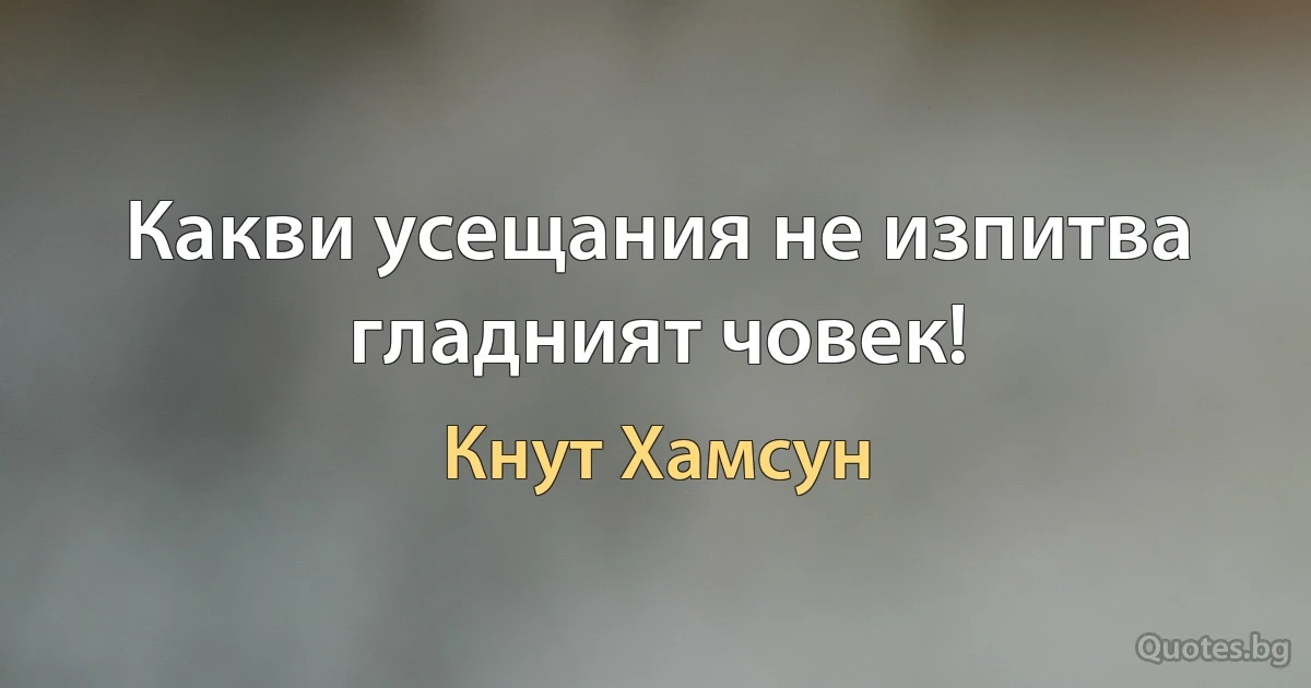 Какви усещания не изпитва гладният човек! (Кнут Хамсун)