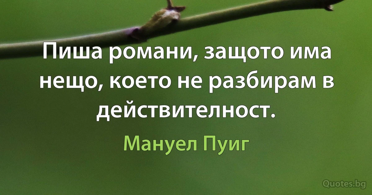 Пиша романи, защото има нещо, което не разбирам в действителност. (Мануел Пуиг)