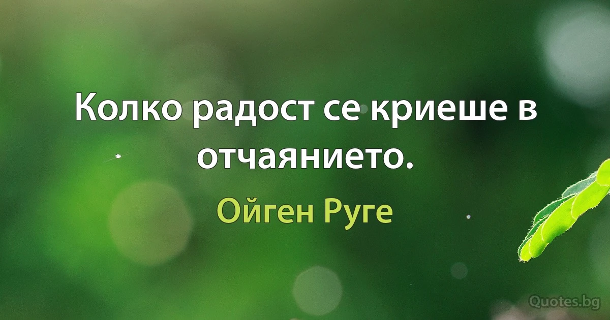 Колко радост се криеше в отчаянието. (Ойген Руге)