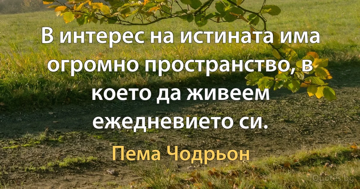 В интерес на истината има огромно пространство, в което да живеем ежедневието си. (Пема Чодрьон)