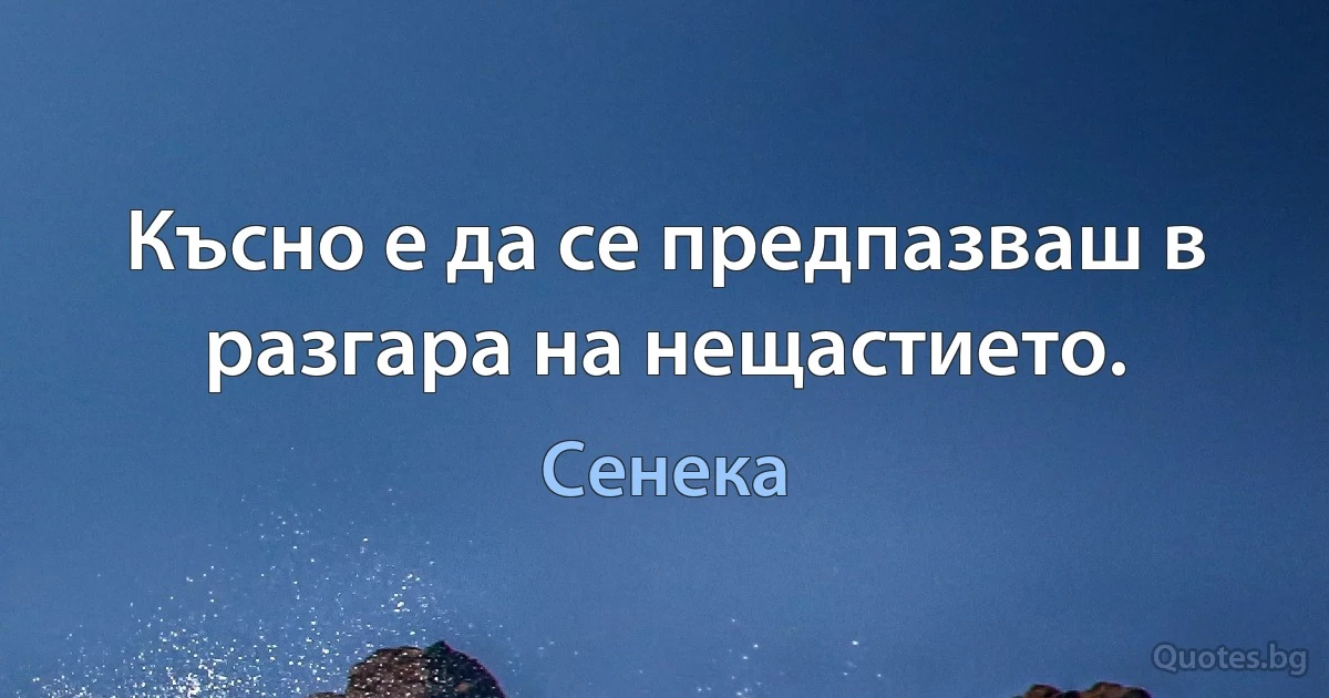 Късно е да се предпазваш в разгара на нещастието. (Сенека)