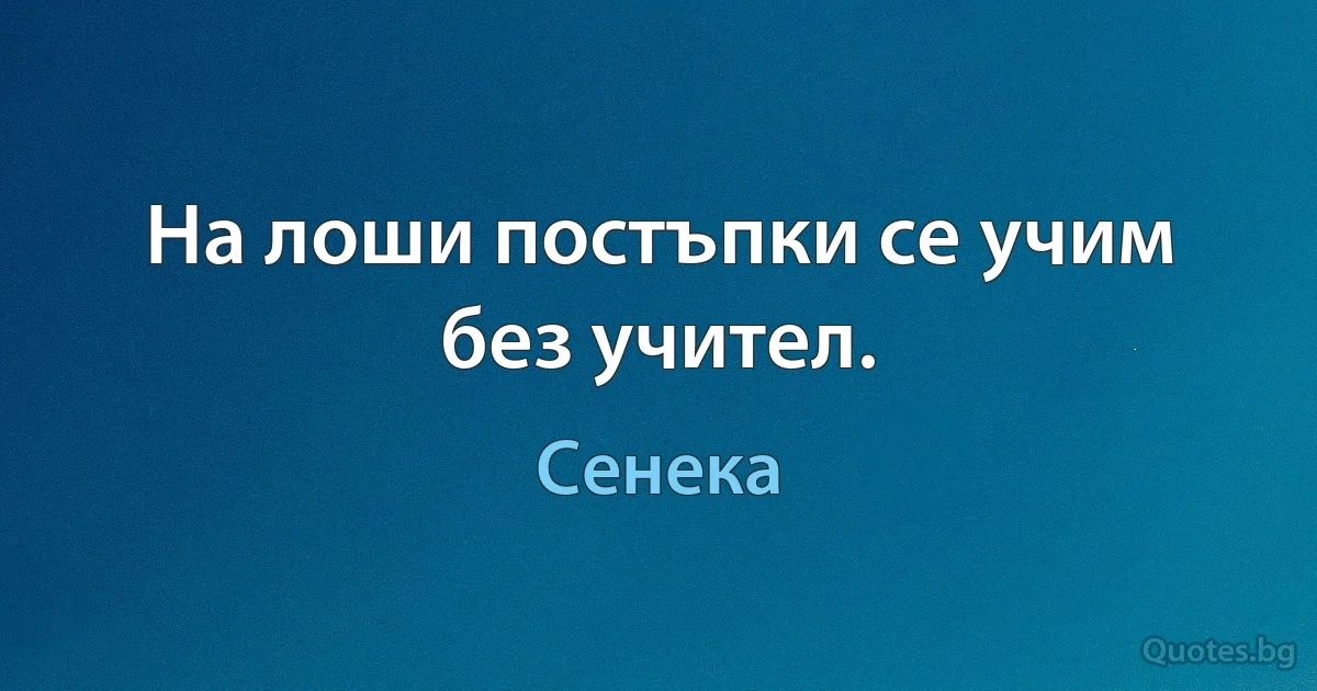 На лоши постъпки се учим без учител. (Сенека)