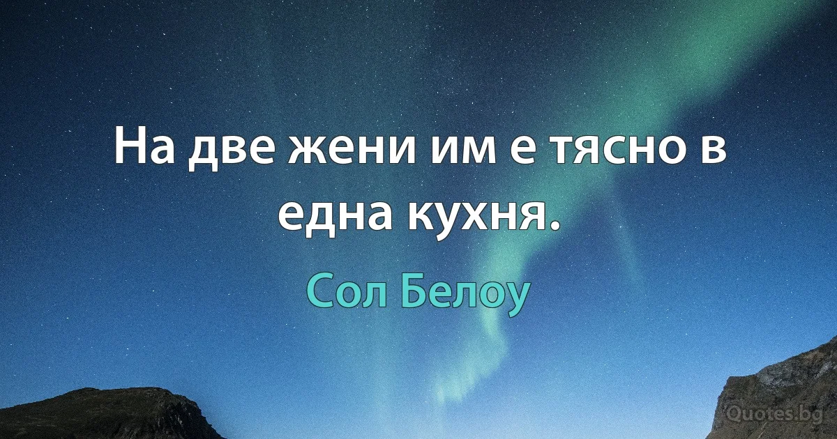 На две жени им е тясно в една кухня. (Сол Белоу)