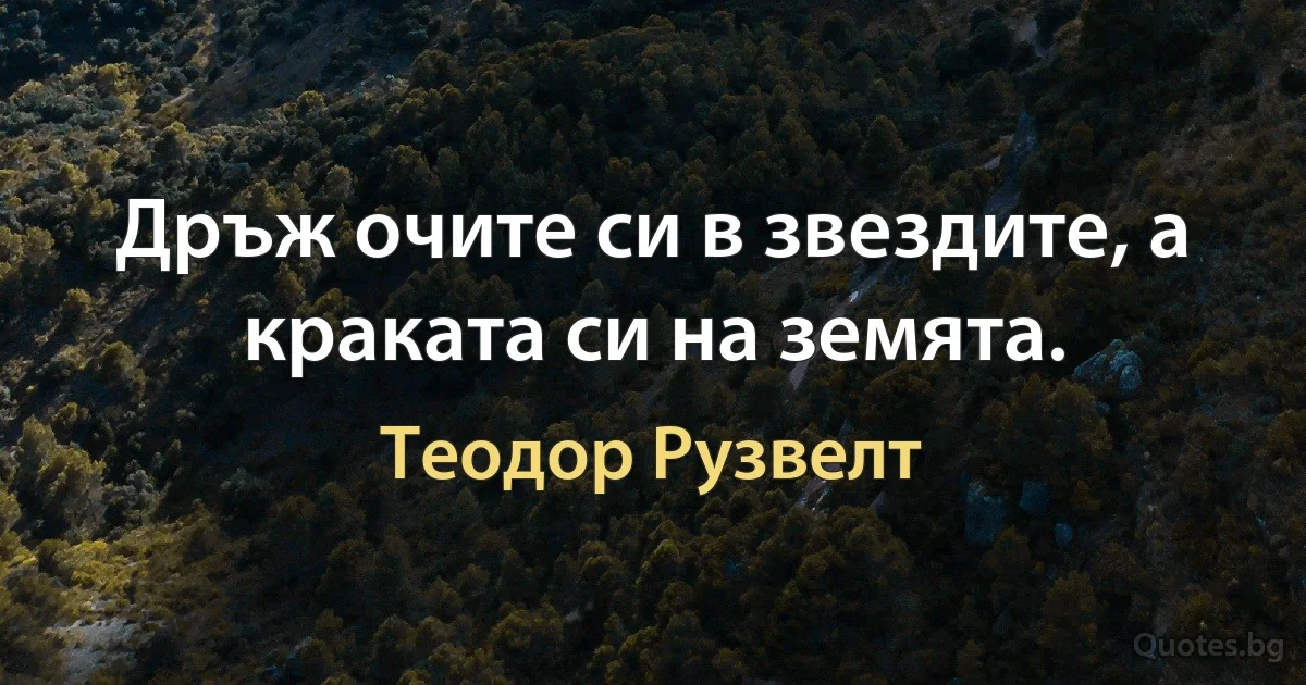 Дръж очите си в звездите, а краката си на земята. (Теодор Рузвелт)