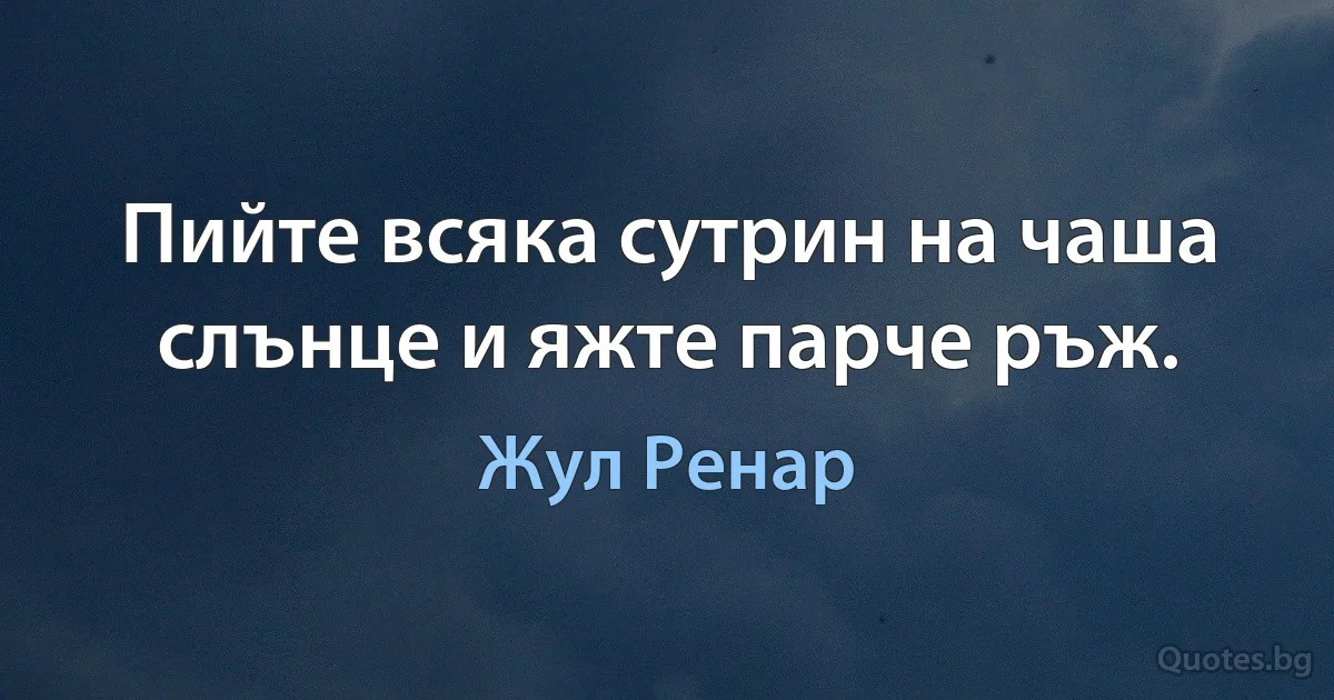 Пийте всяка сутрин на чаша слънце и яжте парче ръж. (Жул Ренар)