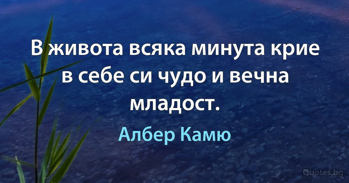 В живота всяка минута крие в себе си чудо и вечна младост. (Албер Камю)