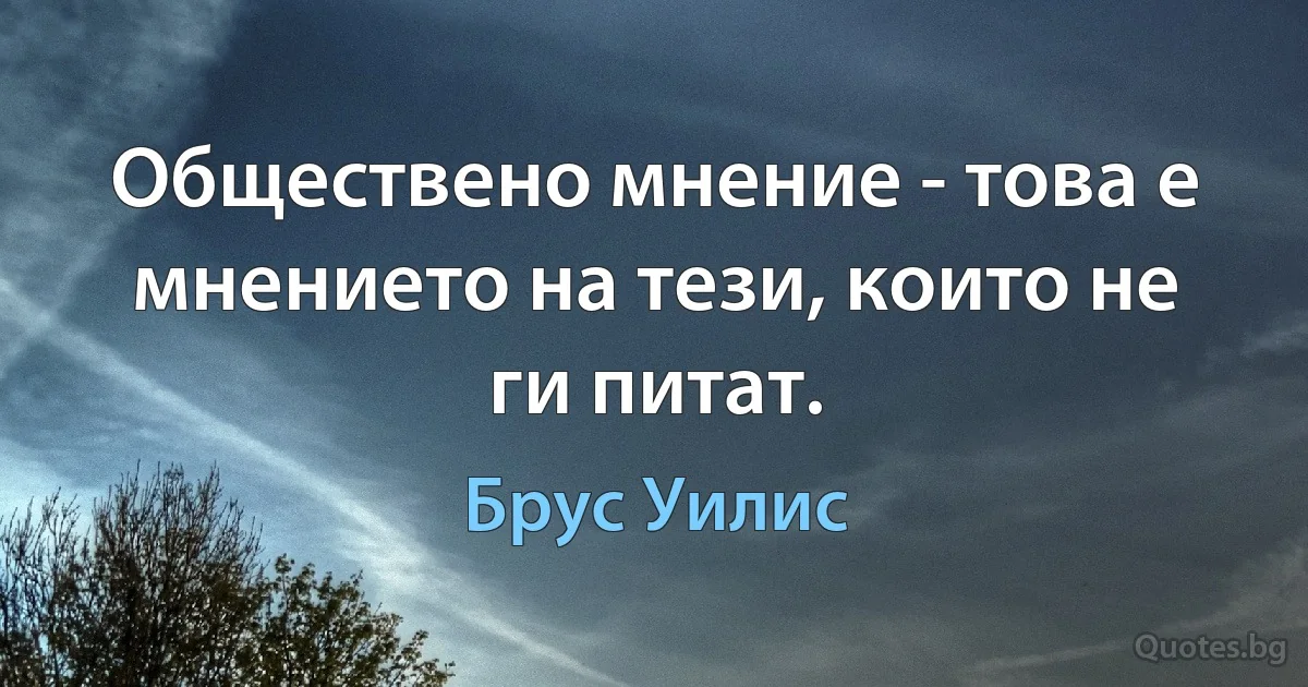 Обществено мнение - това е мнението на тези, които не ги питат. (Брус Уилис)