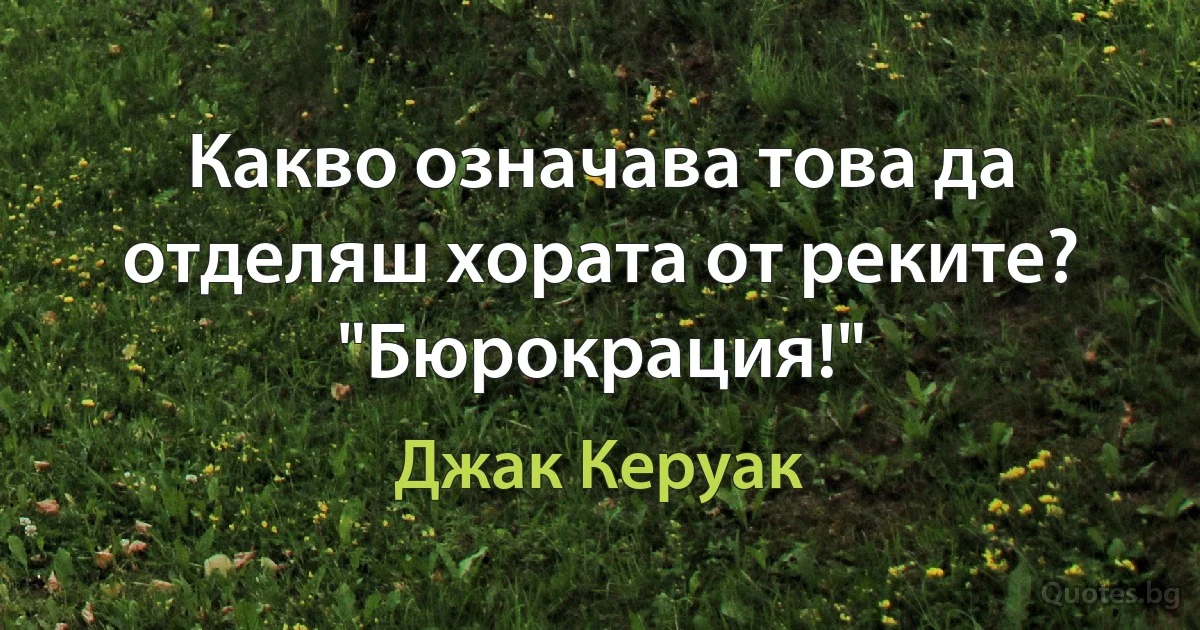 Какво означава това да отделяш хората от реките? "Бюрокрация!" (Джак Керуак)