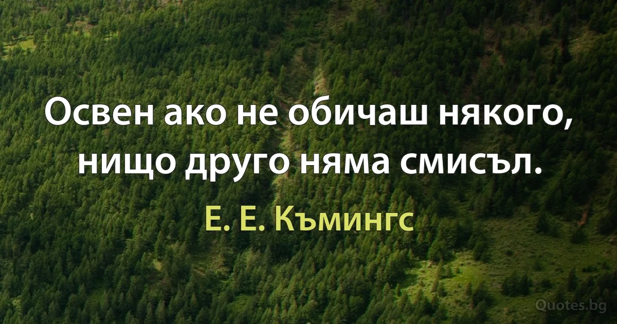 Освен ако не обичаш някого, нищо друго няма смисъл. (Е. Е. Къмингс)