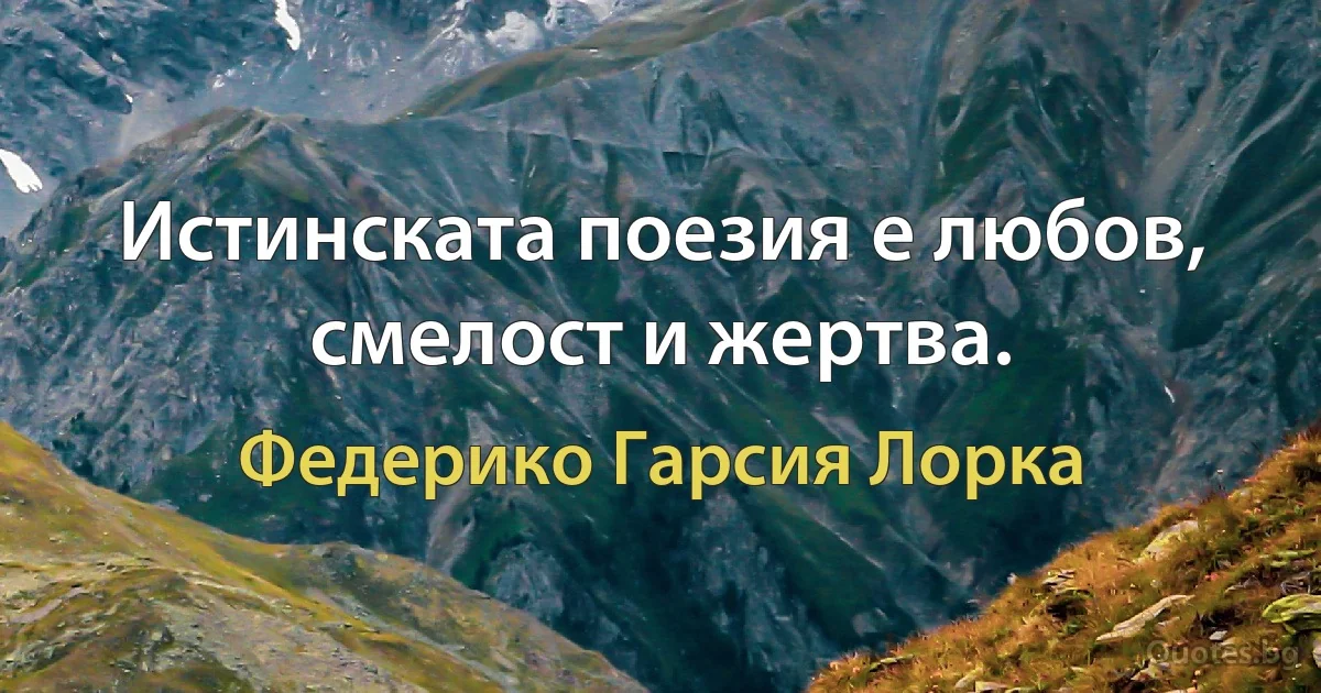 Истинската поезия е любов, смелост и жертва. (Федерико Гарсия Лорка)