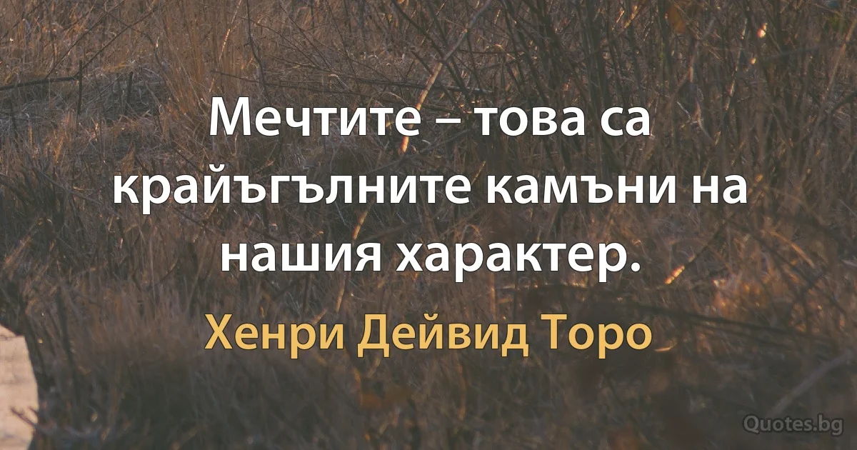 Мечтите – това са крайъгълните камъни на нашия характер. (Хенри Дейвид Торо)