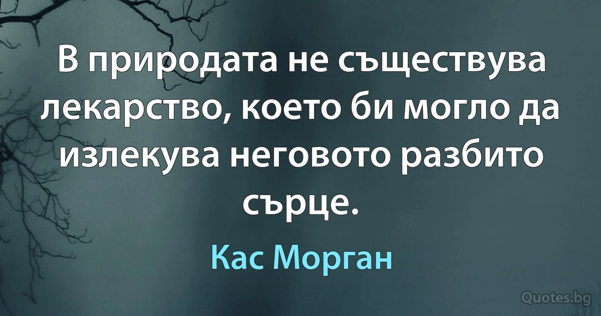 В природата не съществува лекарство, което би могло да излекува неговото разбито сърце. (Кас Морган)