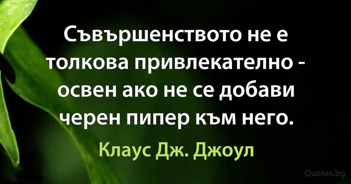 Съвършенството не е толкова привлекателно - освен ако не се добави черен пипер към него. (Клаус Дж. Джоул)