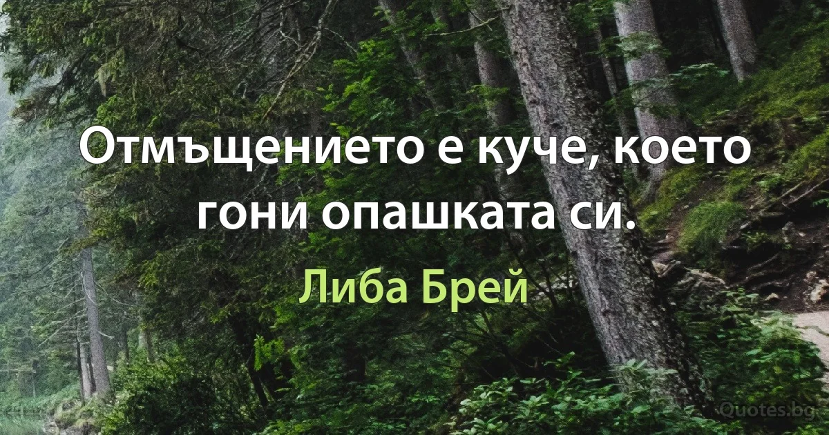 Отмъщението е куче, което гони опашката си. (Либа Брей)