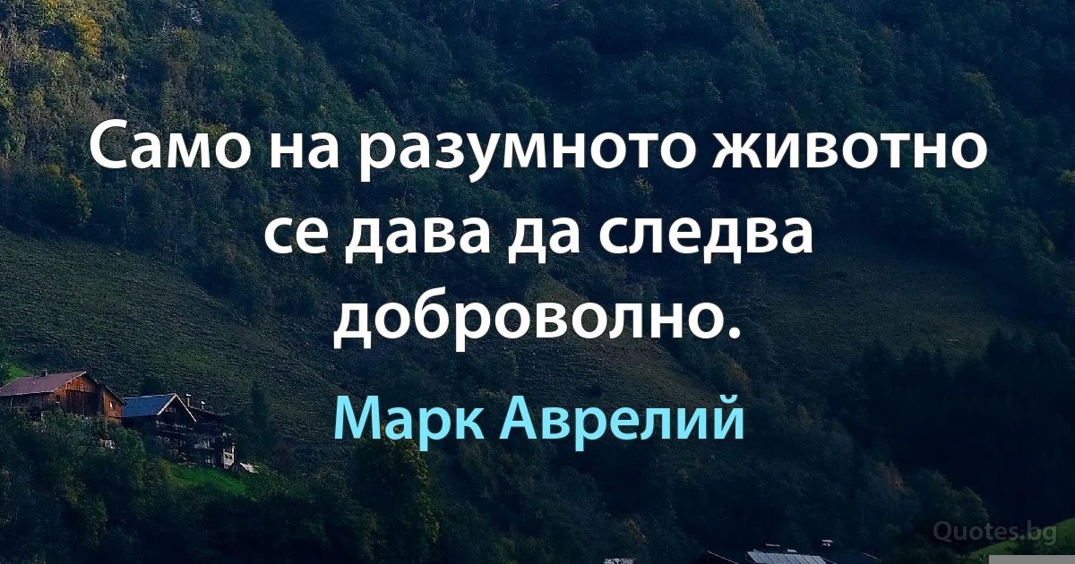 Само на разумното животно се дава да следва доброволно. (Марк Аврелий)