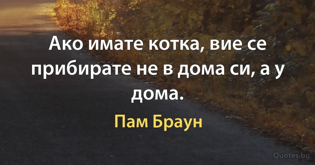 Ако имате котка, вие се прибирате не в дома си, а у дома. (Пам Браун)