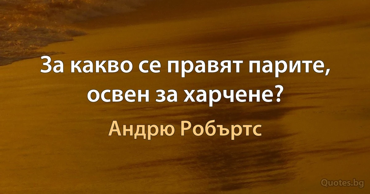 За какво се правят парите, освен за харчене? (Андрю Робъртс)