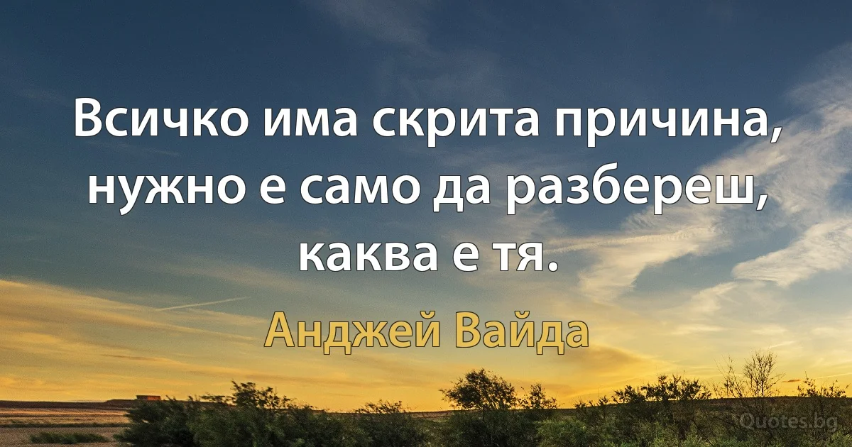 Всичко има скрита причина, нужно е само да разбереш, каква е тя. (Анджей Вайда)