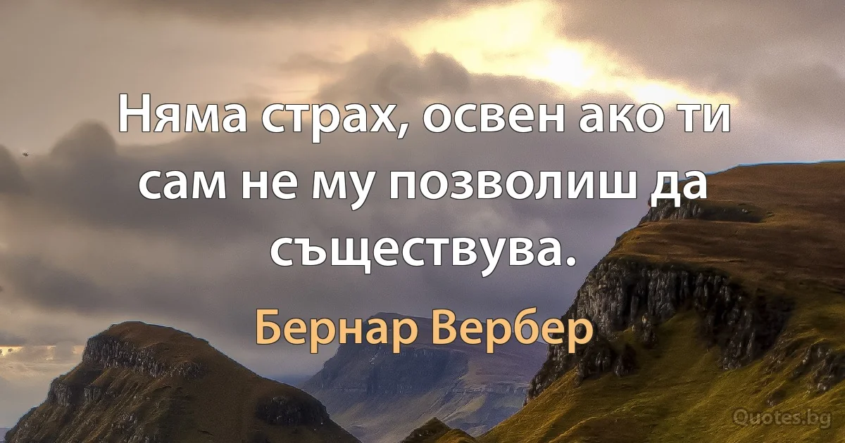 Няма страх, освен ако ти сам не му позволиш да съществува. (Бернар Вербер)