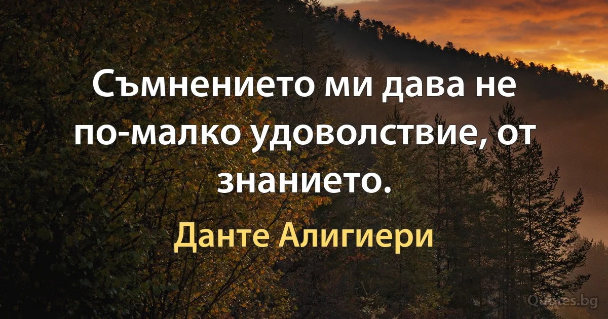 Съмнението ми дава не по-малко удоволствие, от знанието. (Данте Алигиери)