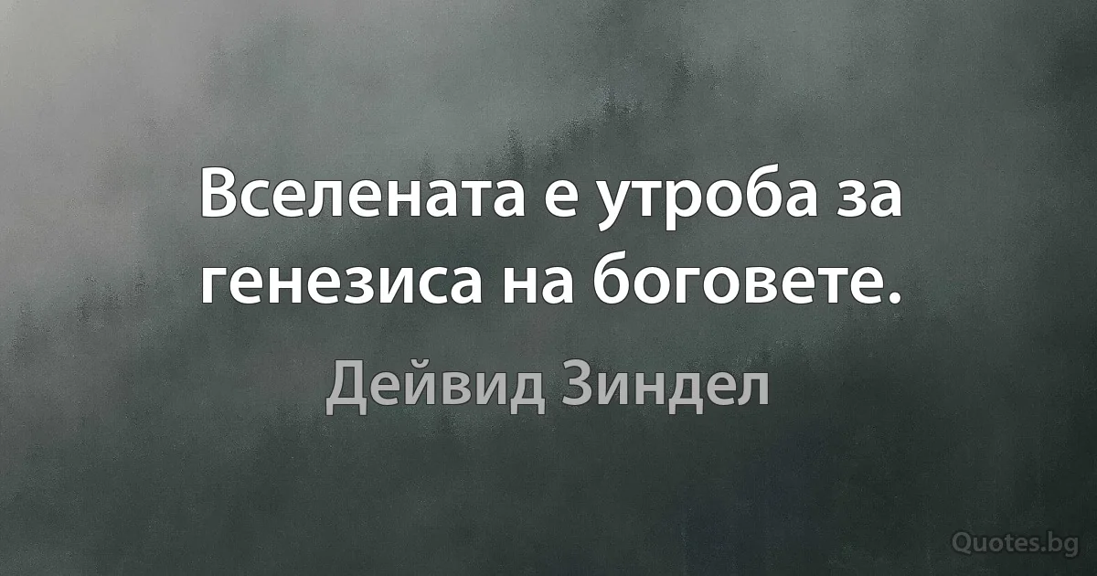 Вселената е утроба за генезиса на боговете. (Дейвид Зиндел)