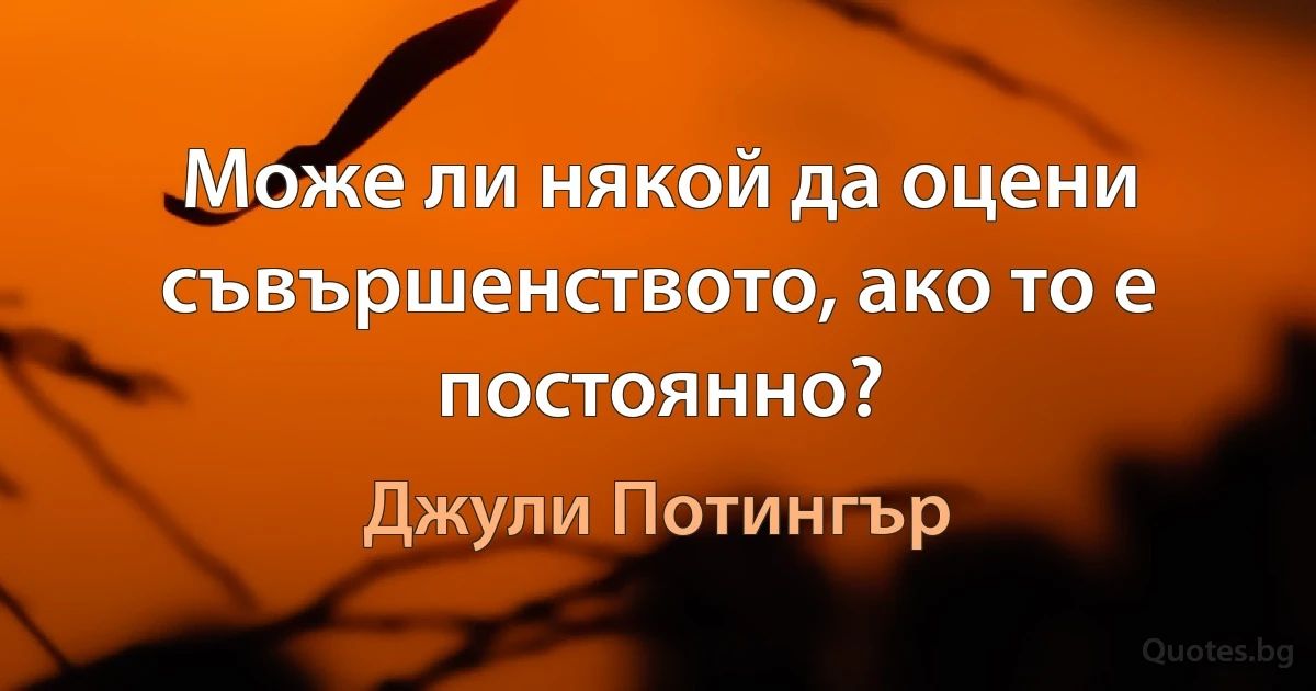 Може ли някой да оцени съвършенството, ако то е постоянно? (Джули Потингър)