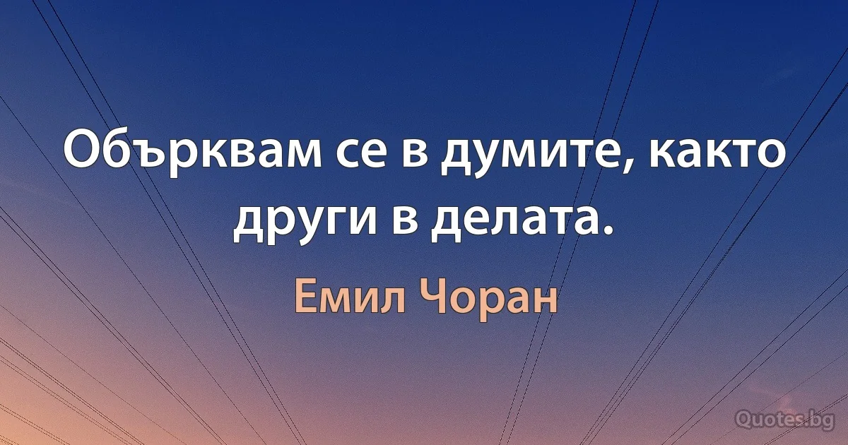 Обърквам се в думите, както други в делата. (Емил Чоран)