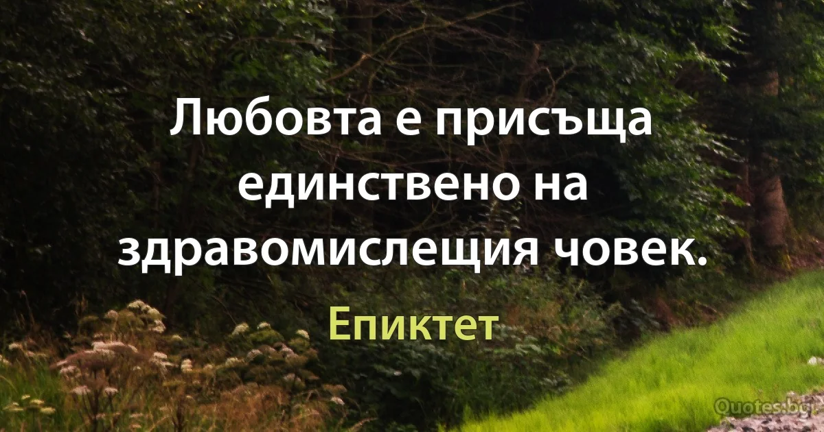 Любовта е присъща единствено на здравомислещия човек. (Епиктет)