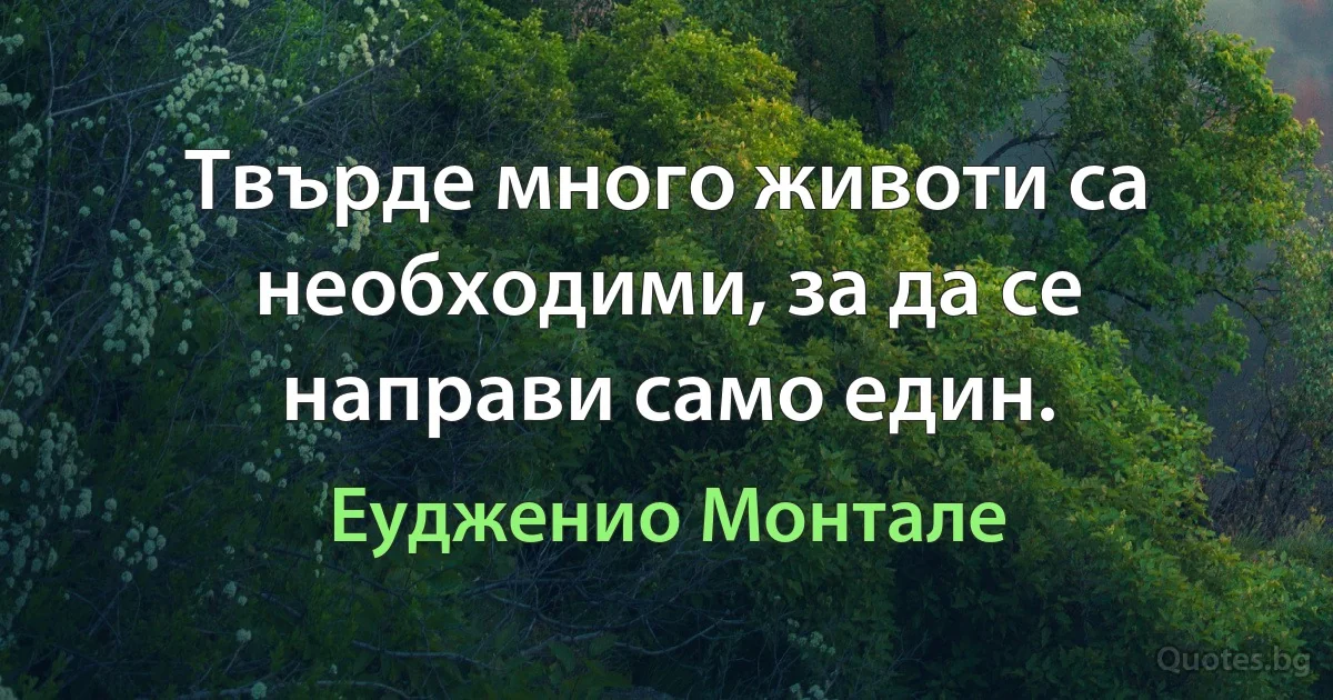 Твърде много животи са необходими, за да се направи само един. (Еудженио Монтале)