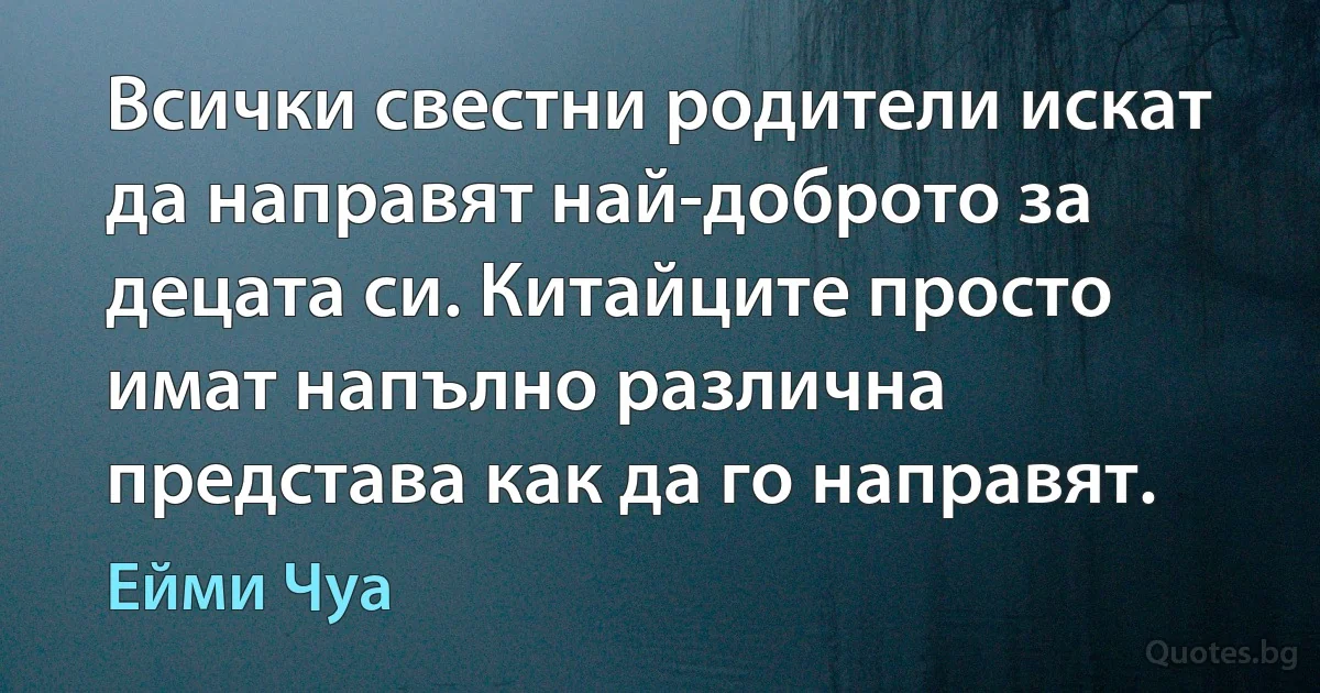 Всички свестни родители искат да направят най-доброто за децата си. Китайците просто имат напълно различна представа как да го направят. (Ейми Чуа)