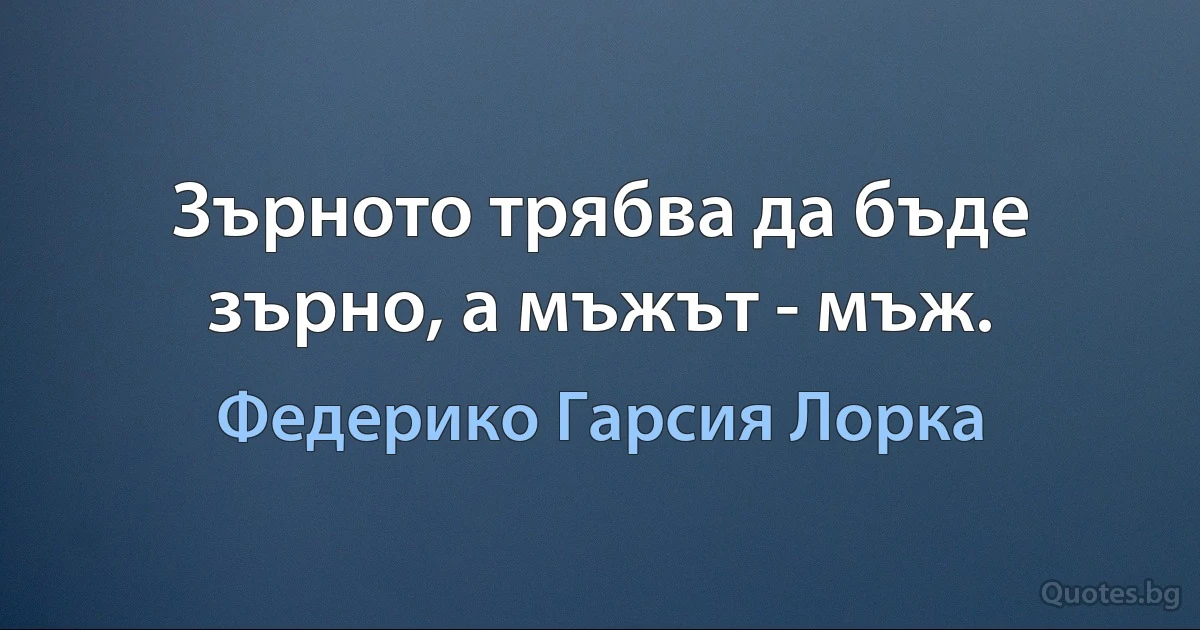 Зърното трябва да бъде зърно, а мъжът - мъж. (Федерико Гарсия Лорка)