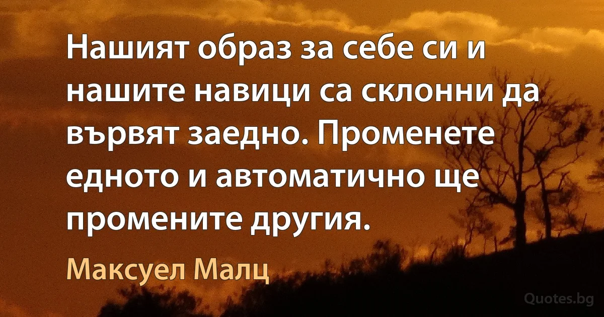 Нашият образ за себе си и нашите навици са склонни да вървят заедно. Променете едното и автоматично ще промените другия. (Максуел Малц)