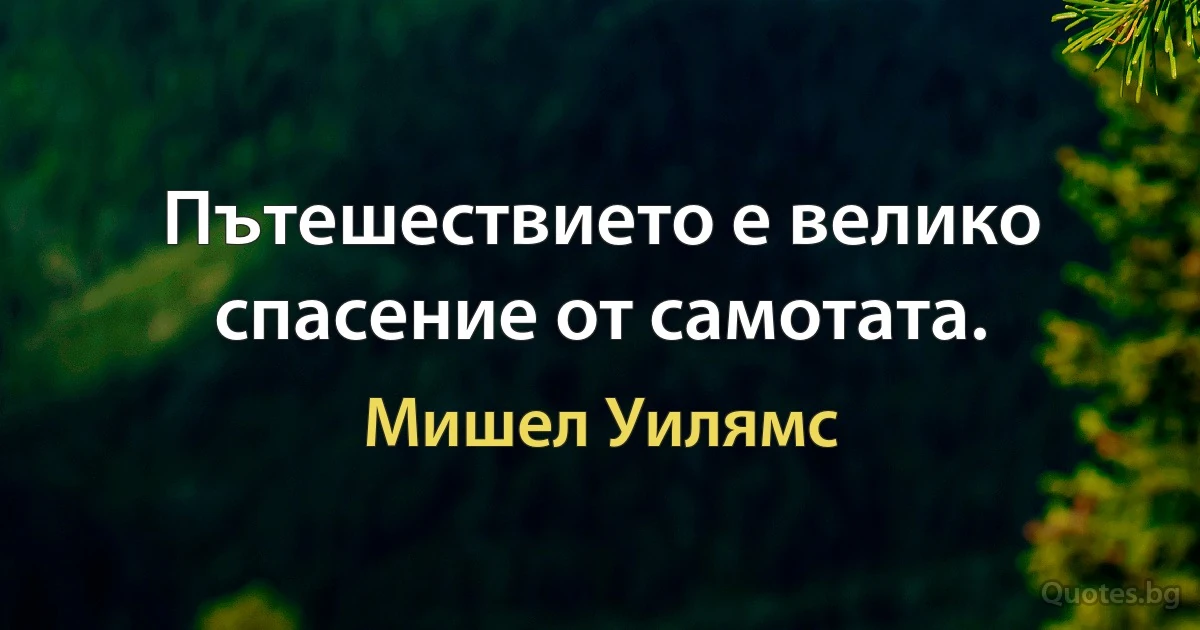 Пътешествието е велико спасение от самотата. (Мишел Уилямс)