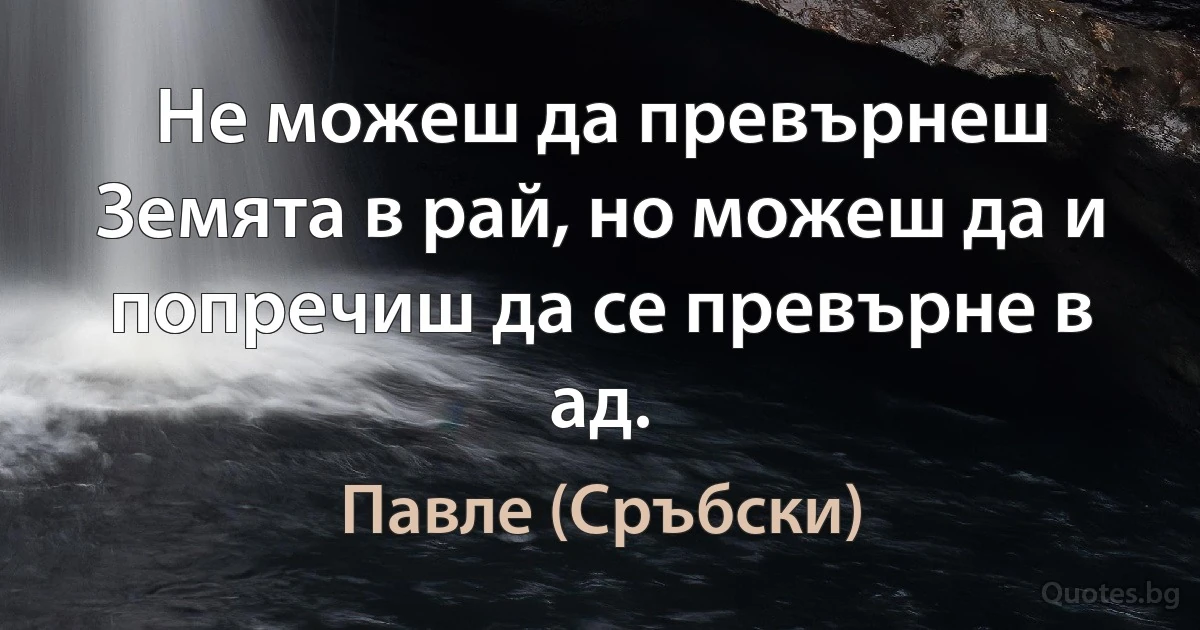 Не можеш да превърнеш Земята в рай, но можеш да и попречиш да се превърне в ад. (Павле (Сръбски))