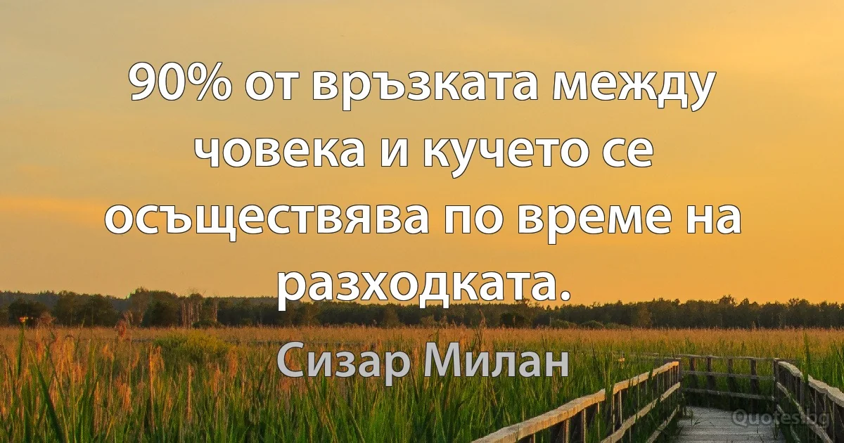 90% от връзката между човека и кучето се осъществява по време на разходката. (Сизар Милан)