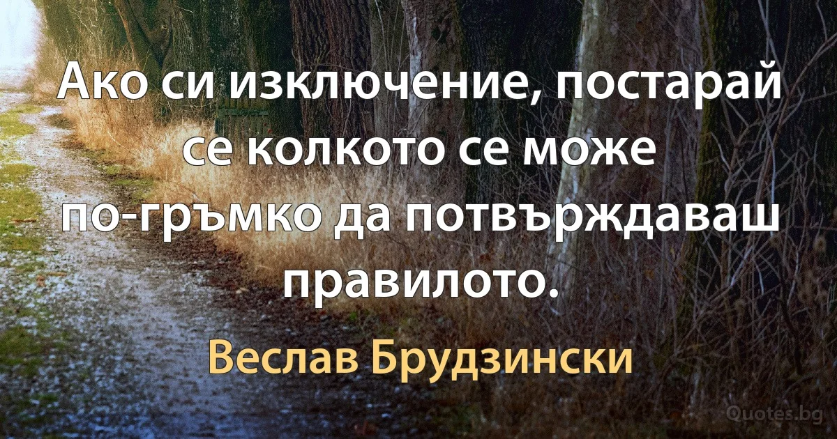 Ако си изключение, постарай се колкото се може по-гръмко да потвърждаваш правилото. (Веслав Брудзински)