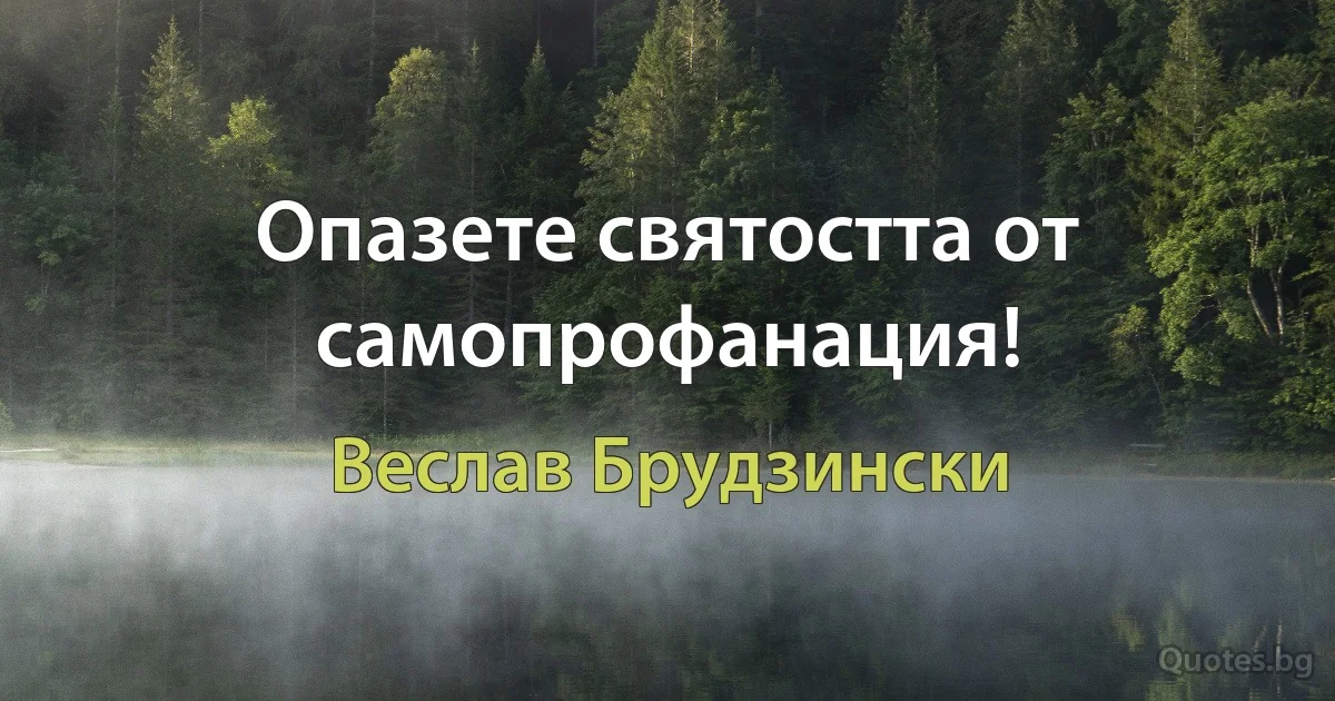 Опазете святостта от самопрофанация! (Веслав Брудзински)