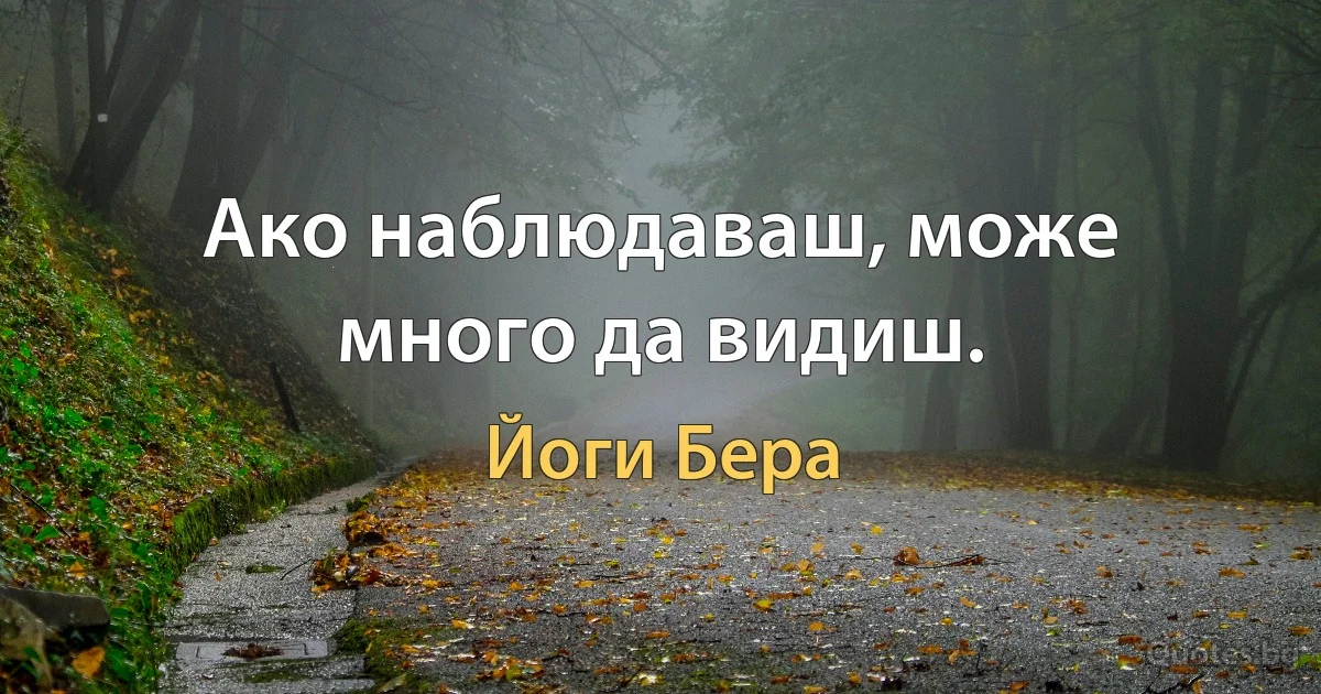 Ако наблюдаваш, може много да видиш. (Йоги Бера)