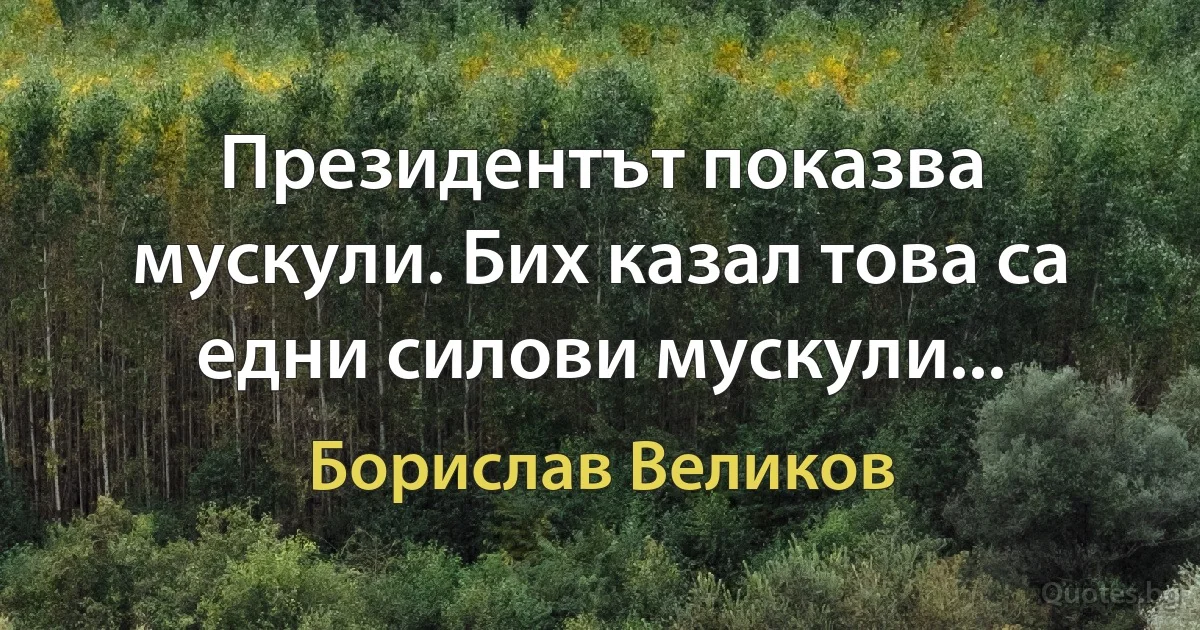 Президентът показва мускули. Бих казал това са едни силови мускули... (Борислав Великов)