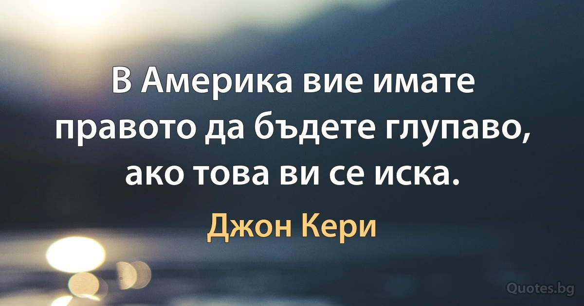 В Америка вие имате правото да бъдете глупаво, ако това ви се иска. (Джон Кери)