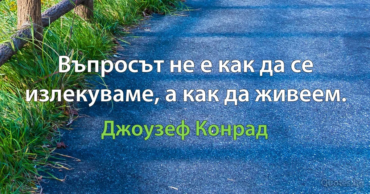 Въпросът не е как да се излекуваме, а как да живеем. (Джоузеф Конрад)