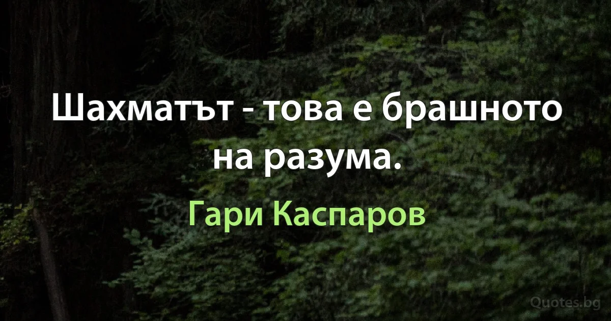 Шахматът - това е брашното на разума. (Гари Каспаров)