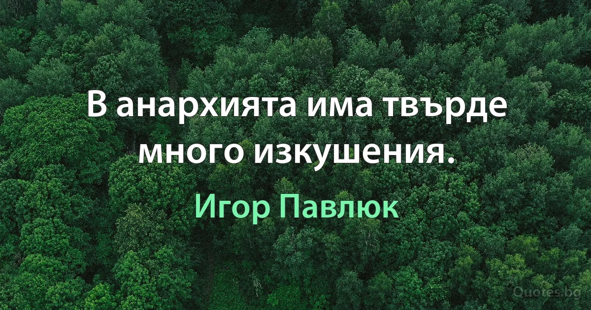 В анархията има твърде много изкушения. (Игор Павлюк)