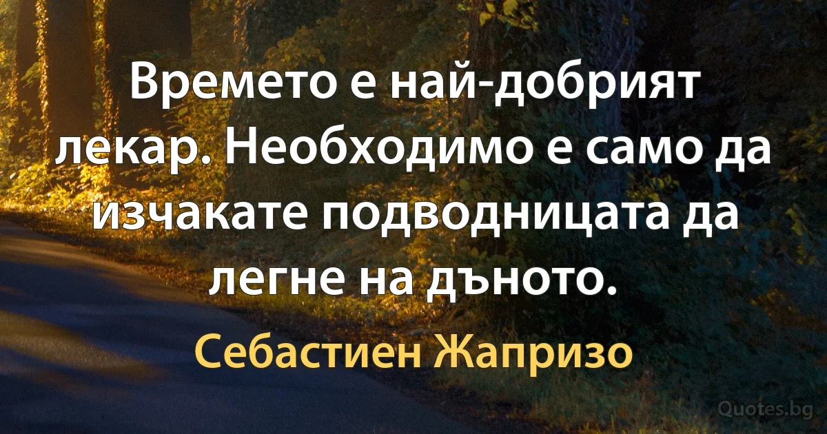 Времето е най-добрият лекар. Необходимо е само да изчакате подводницата да легне на дъното. (Себастиен Жапризо)