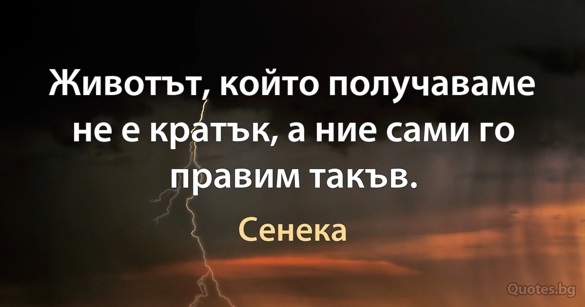 Животът, който получаваме не е кратък, а ние сами го правим такъв. (Сенека)