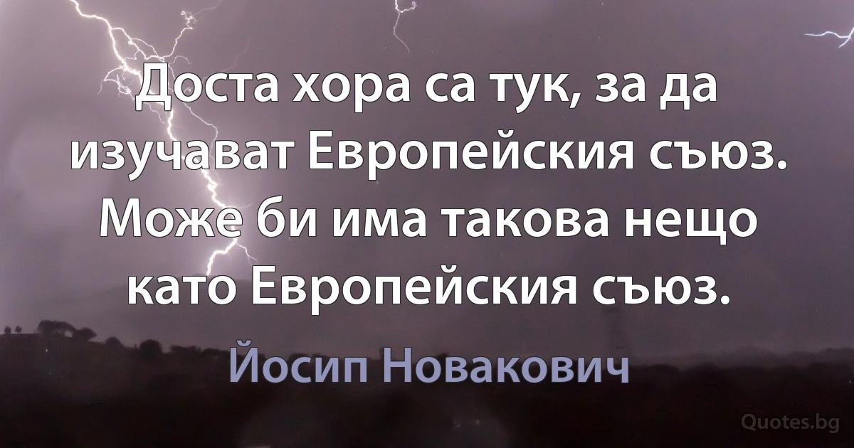 Доста хора са тук, за да изучават Европейския съюз. Може би има такова нещо като Европейския съюз. (Йосип Новакович)